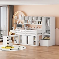 Streamdale Wooden Loft Bed with Storage and Desk