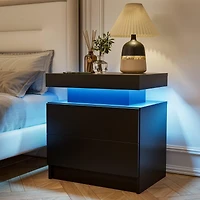 Streamdale Modern Led Nightstand with Adjustable Shelf and Drawers