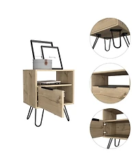 Simplie Fun Augusta Nightstand, Single Door Cabinet, Hairpin Legs - Light Oak