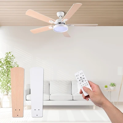 DELight 52" Ceiling Fan with Light & Remote 6 Speed Chandelier Lamp Reversible Indoor