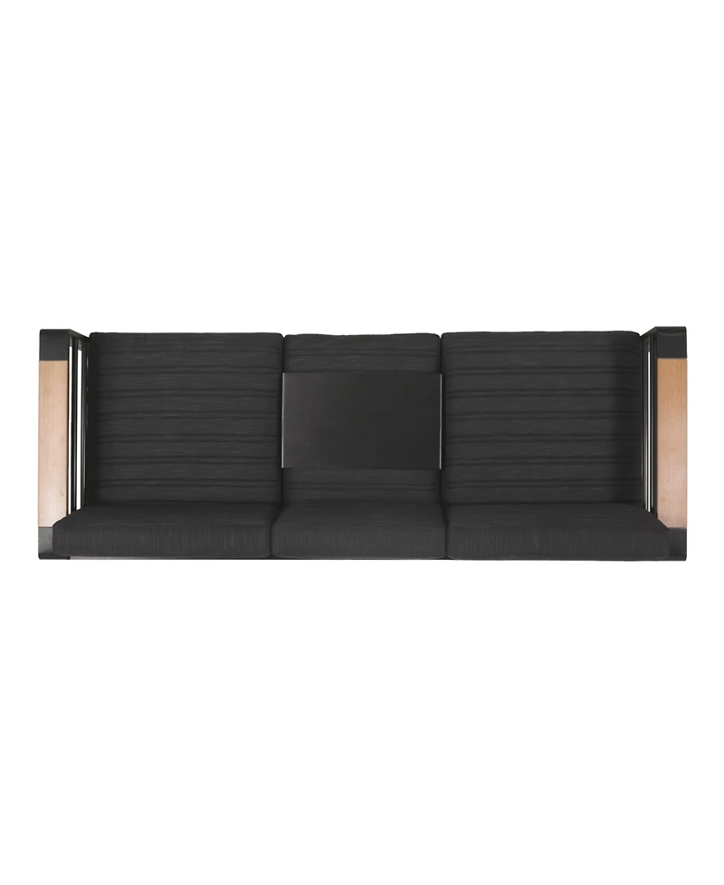 Streamdale Water-Resistant Aluminum Outdoor Sofa with Wood Composite Accents