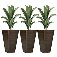 Elegant Stackable Wood-Look Outdoor Planters (Set of 3)