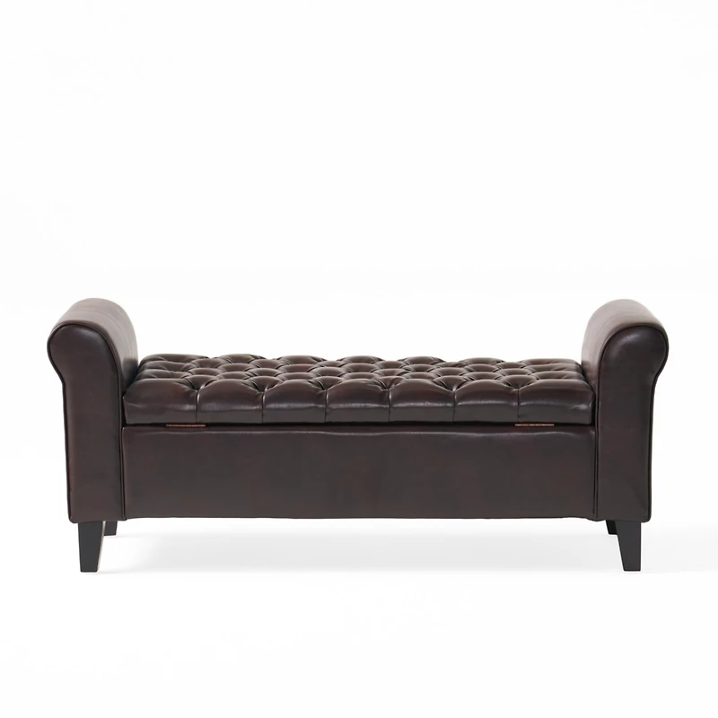 Streamdale Contemporary Diamond Tufted Storage Ottoman with Rolled Arms