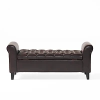 Streamdale Contemporary Diamond Tufted Storage Ottoman with Rolled Arms