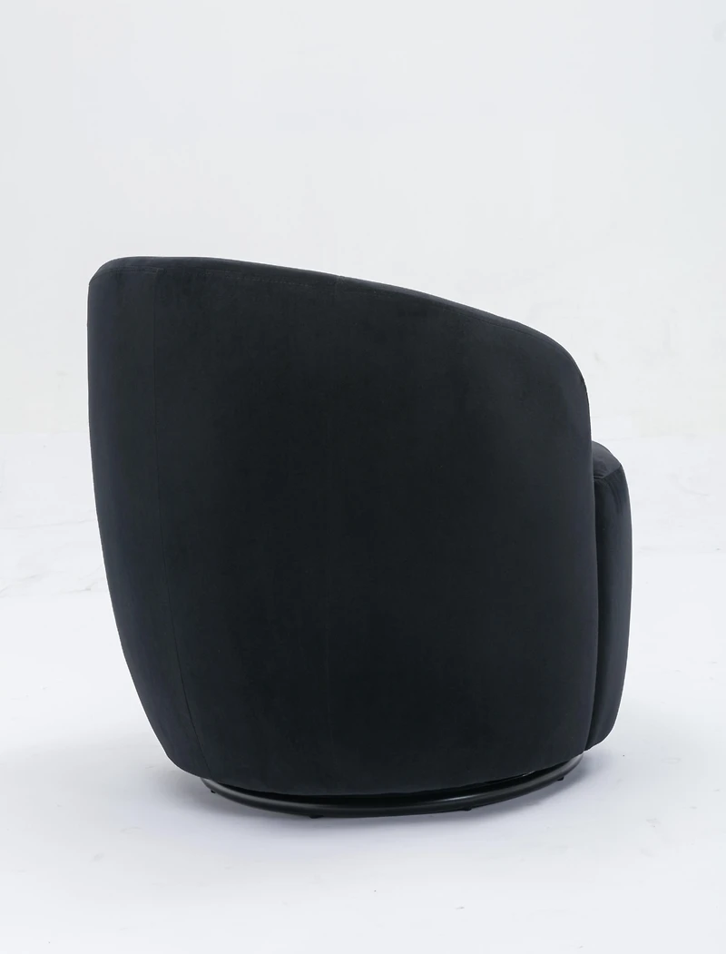 Simplie Fun Velvet Fabric Swivel Accent Armchair Barrel Chair With Powder Coating Metal Ring