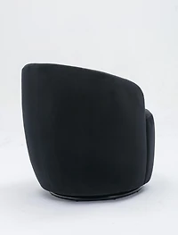 Simplie Fun Velvet Fabric Swivel Accent Armchair Barrel Chair With Powder Coating Metal Ring