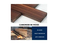 Slickblue 2-Tiers Outdoor Wooden Barrel Waterfall Fountain with Pump