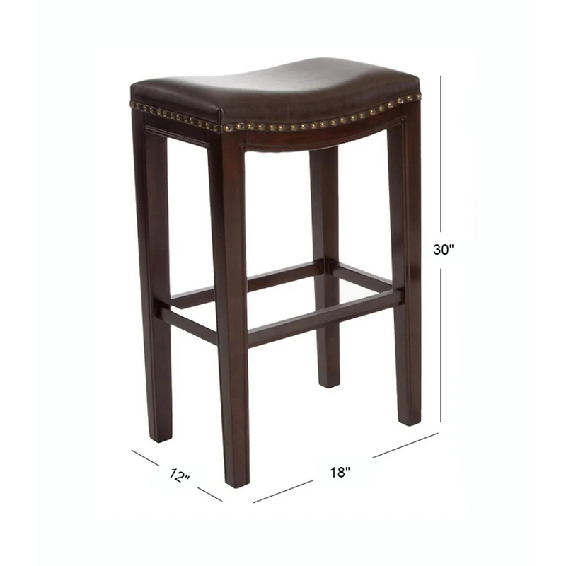 Streamdale Modern Backless Bonded Leather and Rubberwood Barstool (Set of 2)
