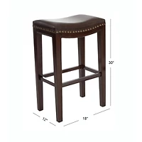 Streamdale Modern Backless Bonded Leather and Rubberwood Barstool (Set of 2)