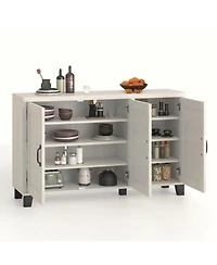 Slickblue 3-Door Buffet Sideboard with Adjustable Shelves and Anti-Tipping Kits