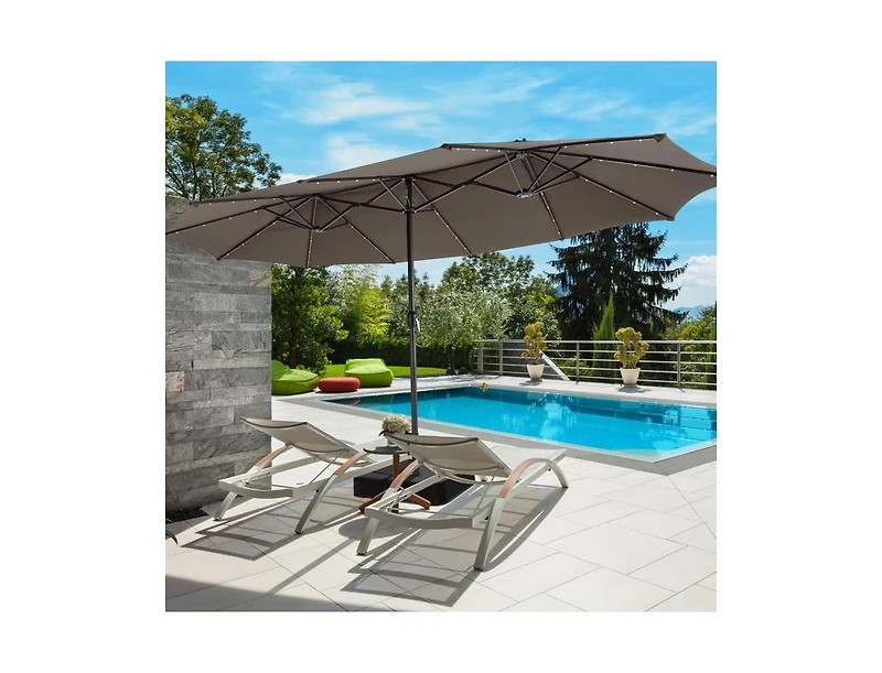 Slickblue Double-Sided Patio Umbrella with 48 Led Lights for Evening Outdoor Shade