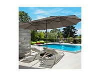 Slickblue Double-Sided Patio Umbrella with 48 Led Lights for Evening Outdoor Shade