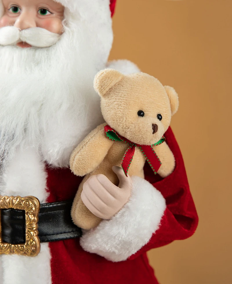 Glitzhome 18 H Christmas Mail Santa Figurine with Porcelain Face