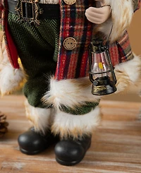 Glitzhome 18 H Christmas Woodland Santa Figurine with Porcelain Face