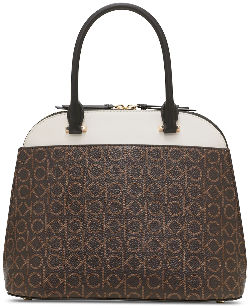 Calvin Klein Becky Signature Convertible Turnlock Dome Satchel