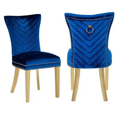 Streamdale Eva 2 Piece Legs Dining Chairs Finished With Velvet Fabric