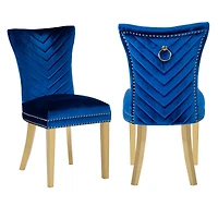 Streamdale Eva 2 Piece Legs Dining Chairs Finished With Velvet Fabric