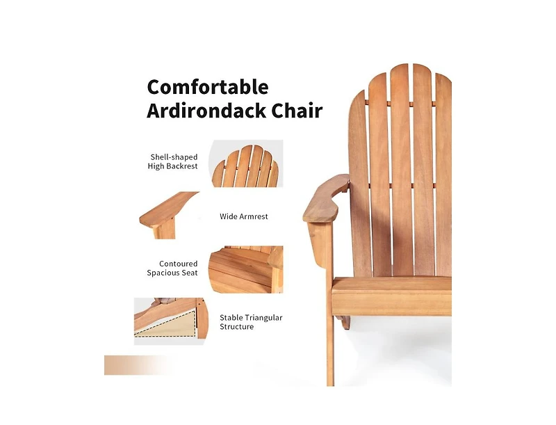 Slickblue Acacia Wood Outdoor Adirondack Chair with Ergonomic Design