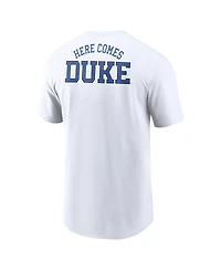 Nike Men's White Duke Blue Devils Blitz 2-Hit T-Shirt