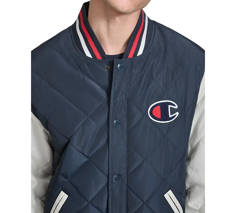 Champion Men's Retro Quilted Logo Bomber Jacket