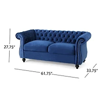 Streamdale Furniture Chesterfield Loveseat Button Tufted, Nailhead Trim, Rolled Arms