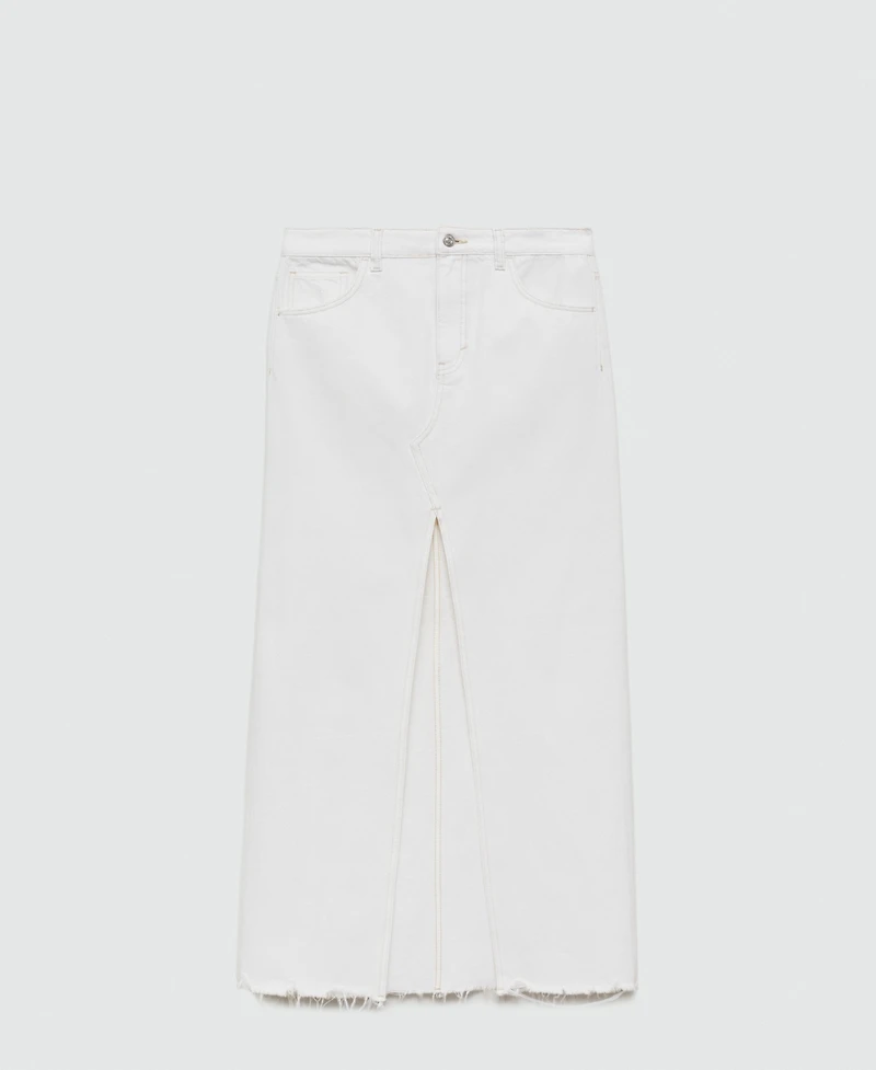Mango Women's Slit Denim Skirt