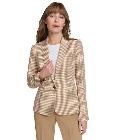Tommy Hilfiger Women's Check-Print Long-Sleeve Blazer