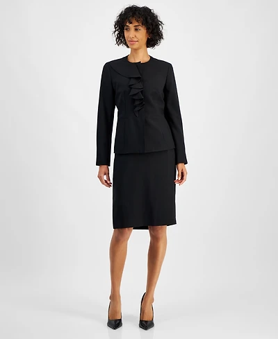 Le Suit Women's Cascade Ruffle Skirt Suit Set, Regular & Petite
