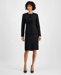 Le Suit Women's Cascade Ruffle Skirt Suit Set, Regular & Petite