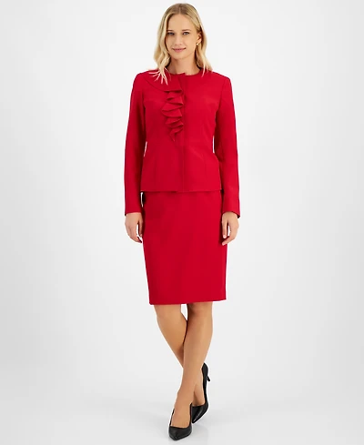 Le Suit Women's Cascade Ruffle Skirt Suit, Regular & Petite