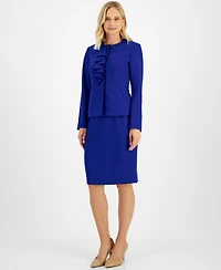 Le Suit Women's Cascade Ruffle Skirt Suit Set, Regular & Petite