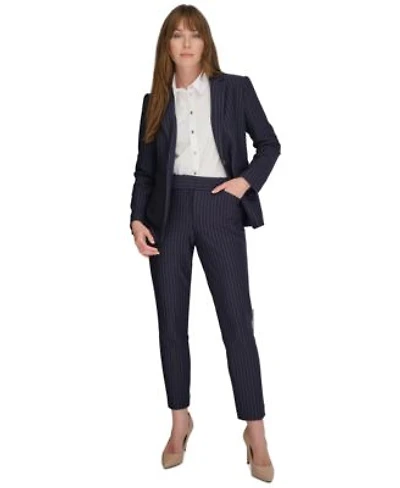 Tommy Hilfiger Womens Pinstriped Blazer Puff Print Shirt Pants