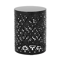 Streamdale Stylish Outdoor Side Table with Iron Cut Floral Design