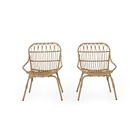 Simplie Fun Modern Boho Faux Rattan Accent Patio Chairs (Set of 2)