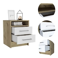 Streamdale Eter Nightstand, Superior Top, Two Drawers - Light Oak