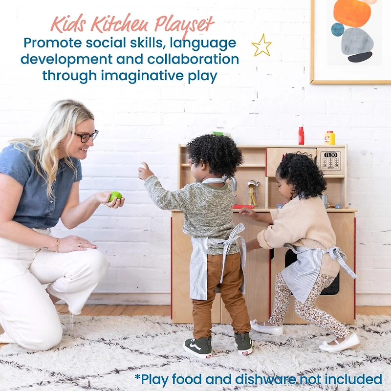 ECR4Kids 4-in-1 Kitchen, Sink, Stove, Oven, Microwave and Storage, Natural