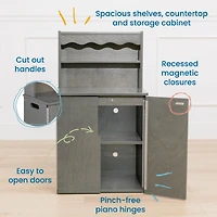 ECR4Kids Play Kitchen Storage Cupboard, White Wash