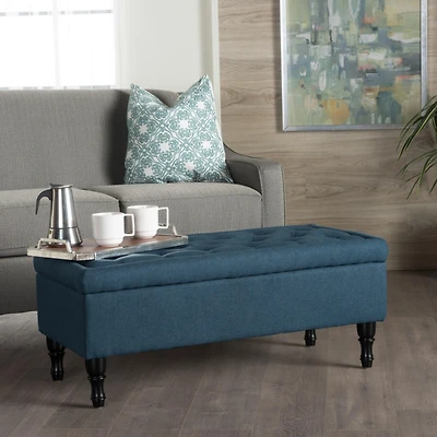 Streamdale Versatile Tufted Suede Ottoman with Storage and Stylish Legs