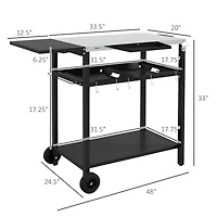 Outsunny Outdoor Bar Cart w/ 2-Tier Shelf, Patio Serving Cart w/ Wheels