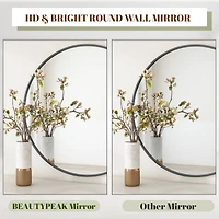 Homlux 30 Inch Round Wall Mirror with Black Aluminum Alloy Frame