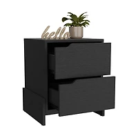 Simplie Fun Nightstand Brookland, Bedside Table With Double Drawers And Sturdy Base, Wengue Finish