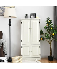 Slickblue Accent Floor Storage Cabinet with Adjustable Shelves Antique 2-Door-Cream White
