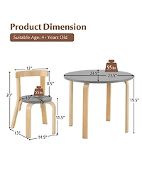 Slickblue 5-Piece Kids Wooden Curved Back Activity Table and Chair Set with Toy Bricks