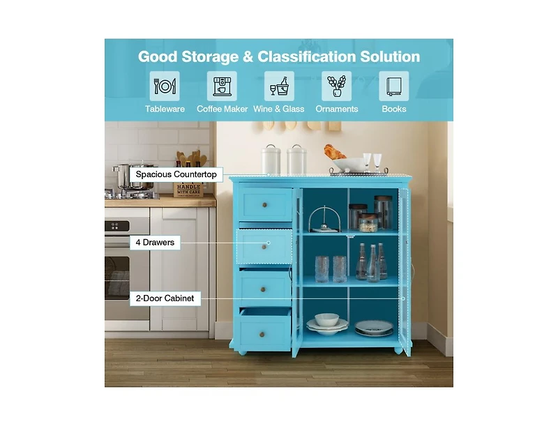 Buffet Sideboard Table Kitchen Storage Cabinet with Drawers and Doors