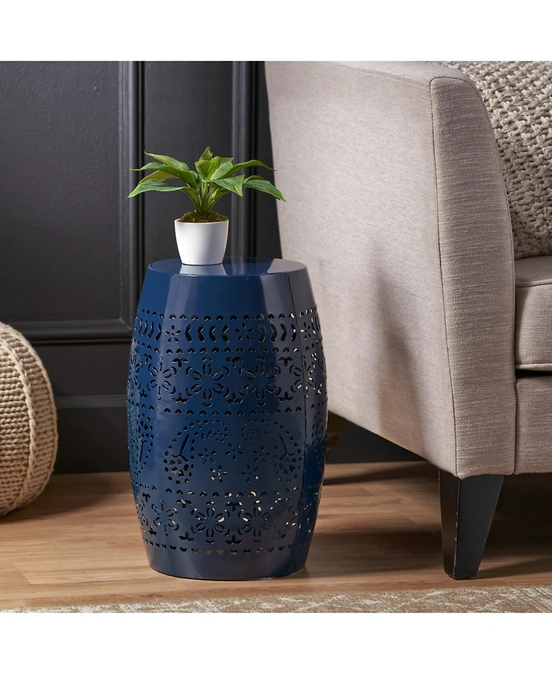 Streamdale Lace-Cut Barrel Side Table Stylish, Durable, Versatile