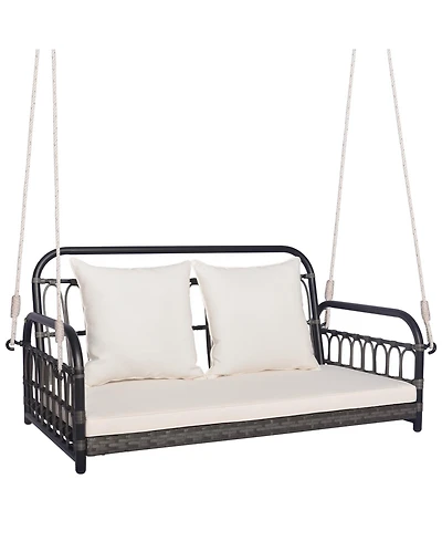 Slickblue 2-Person Outdoor Hanging Chair with Ropes-Grey