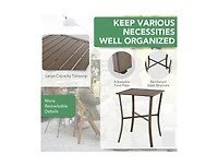 Slickblue 3 Pieces Rattan Bar Furniture Set with Slat Table and 2 Cushioned Stools