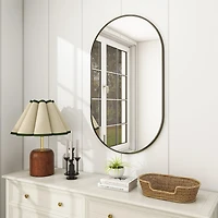 Homlux Oval Wall Mounted Mirror 20"x36" in Black