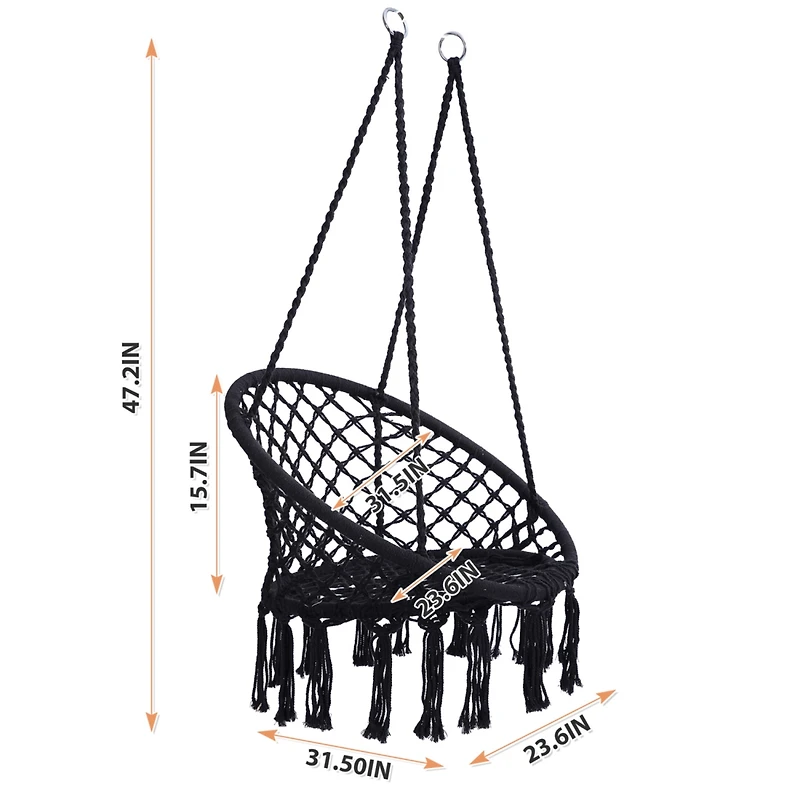 Simplie Fun Swing, Macrame Swing, Max 330 Lbs Hanging Cotton Rope Hammock Swing Chair