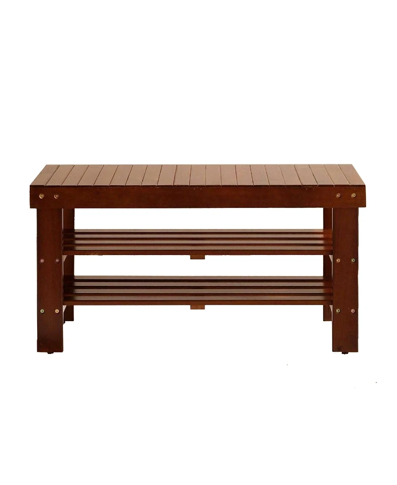 Streamdale Pina Quality Solid Wood Shoe Bench, Cherry Finish